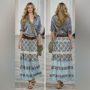 Hand Crafted Teal and Black Maxi Skirt